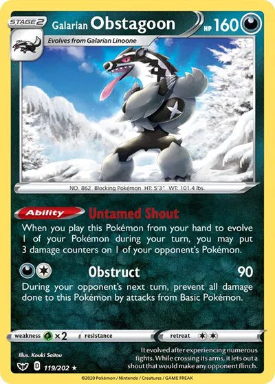 Carta Pokémon Galarian Obstagoon 119/202 Sword & Shield Base Set