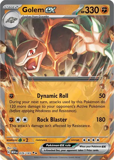 Carta Pokémon Golem ex 076/165 SV: 151