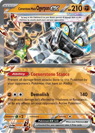 Carta Pokémon Cornerstone Mask Ogerpon ex 112/167 Twilight Masquerade