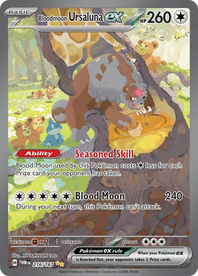 Carta Pokémon Bloodmoon Ursaluna ex 216/167 Twilight Masquerade