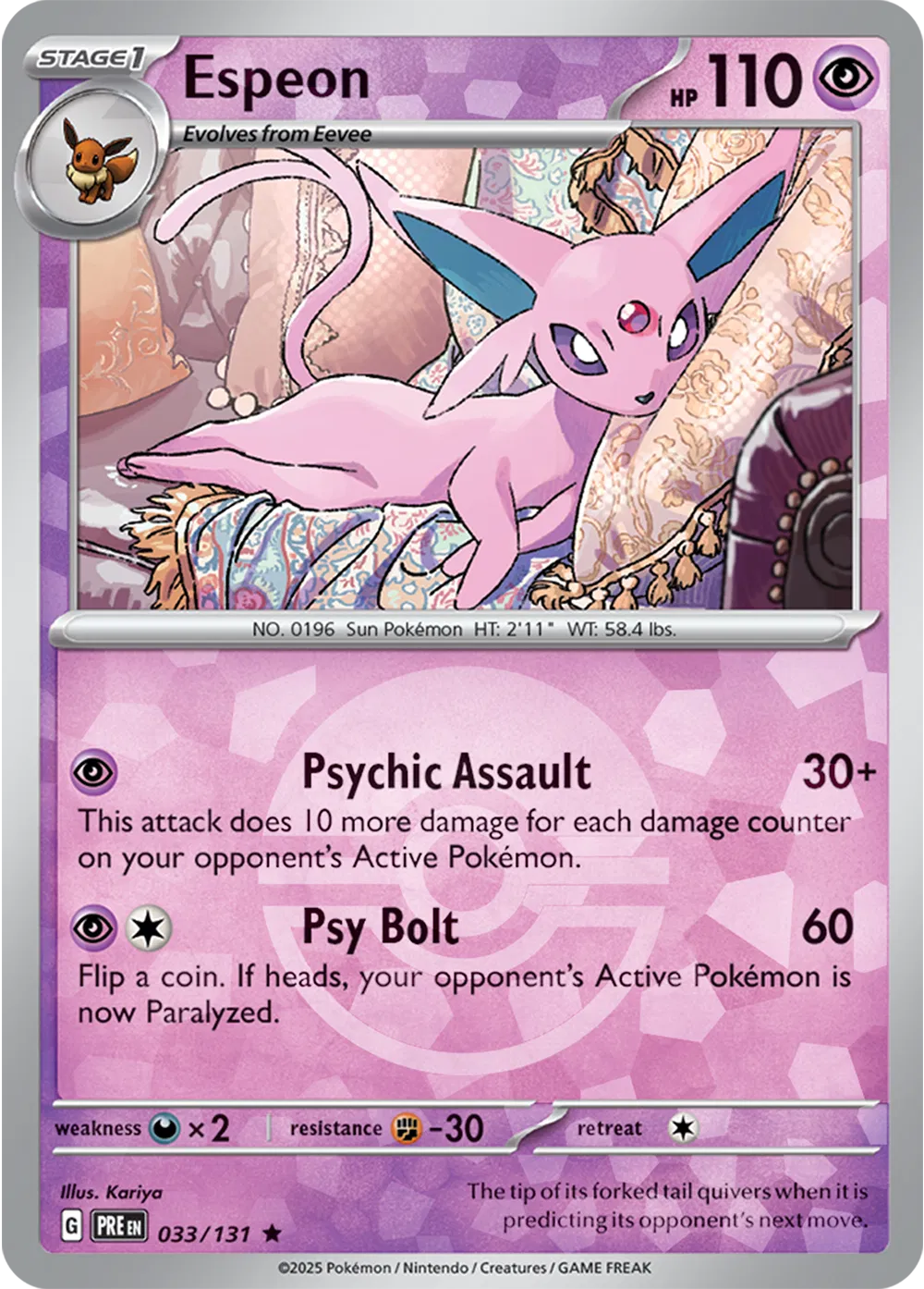 Carta Pokémon Espeon (Poke Ball Pattern) 033/131 Prismatic Evolutions
