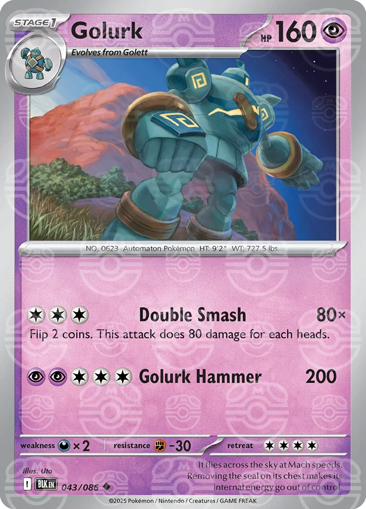 Carta Pokémon Golurk (Master Ball Pattern) 043/086 Black Bolt
