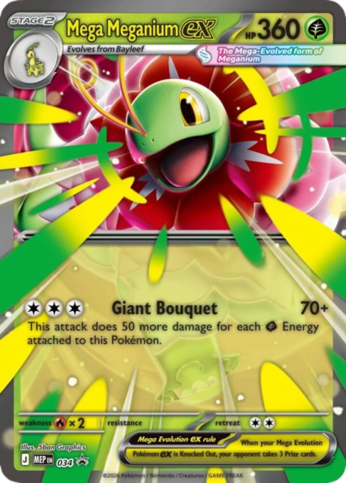 Carta Pokémon Mega Meganium ex 034 Mega Evolution Promos