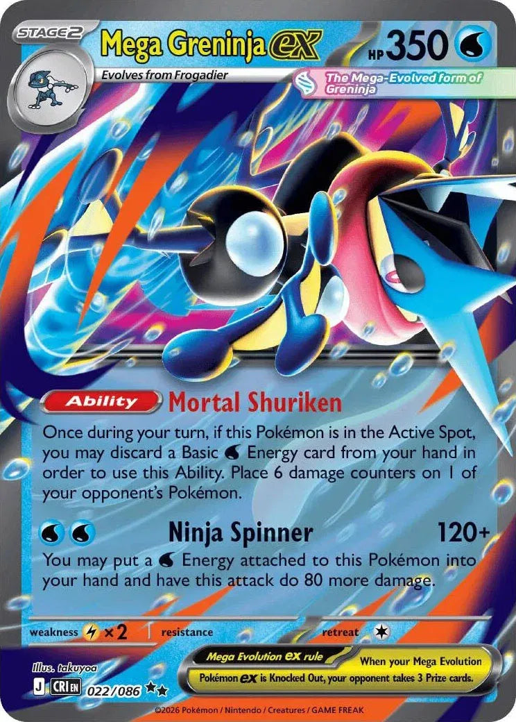 Carta Pokémon Mega Greninja ex 022/086 Chaos Rising