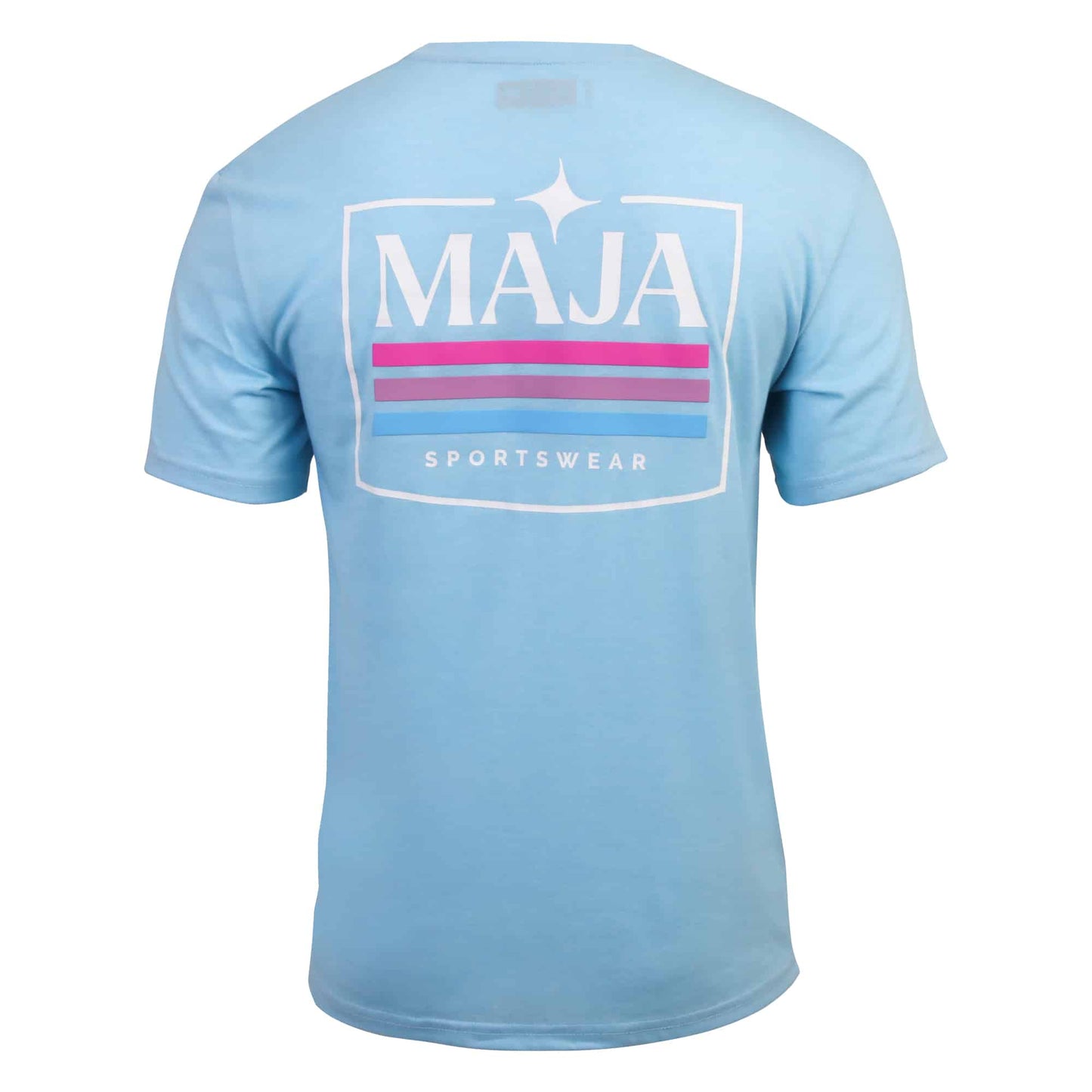 Camiseta Maja Jaspeada Azul Emblema - Manga Corta