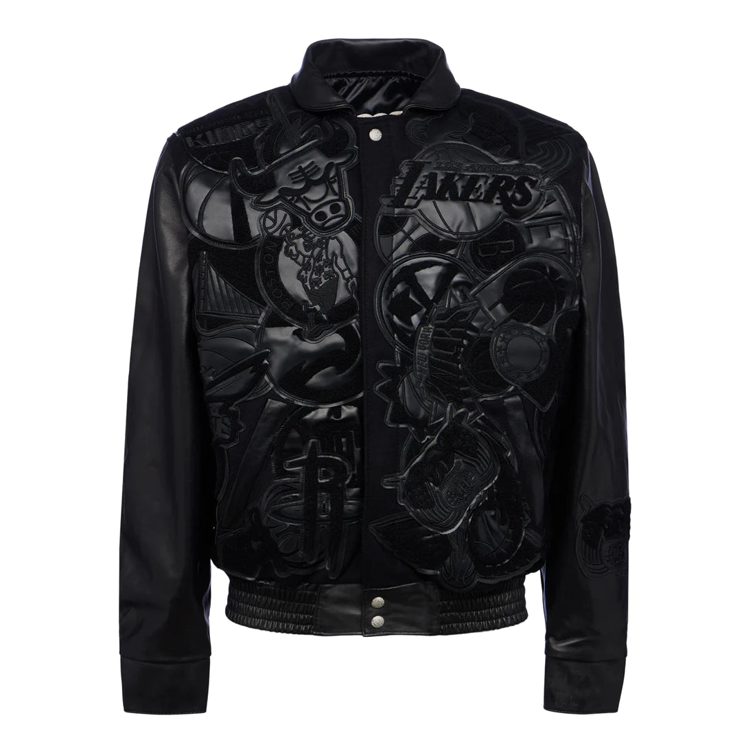 NBA MEGAPATCH WOOL & LEATHER JACKET Black on Black