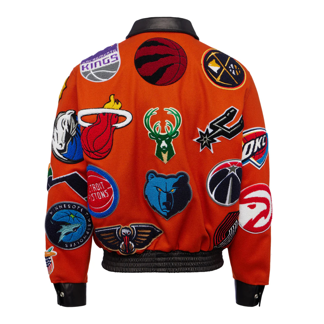 NBA COLLAGE WOOL & LEATHER JACKET Orange