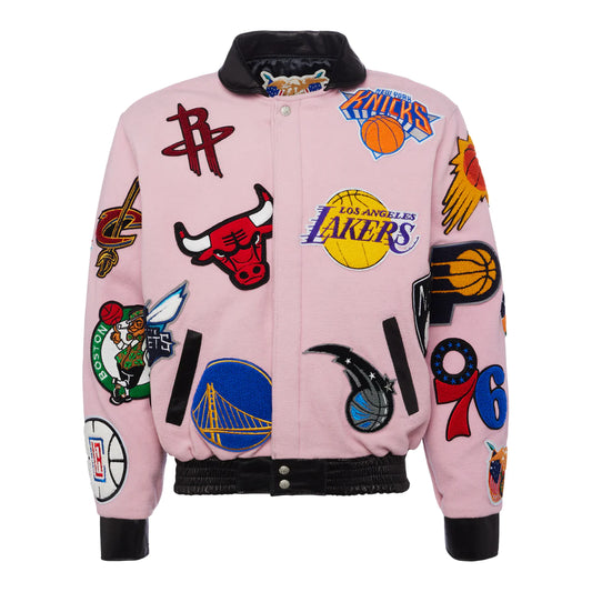 NBA COLLAGE WOOL & LEATHER JACKET Pink