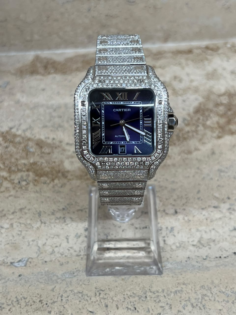 Cartier Santos Full Ice White Blue Dial Talla L 2026 con caja