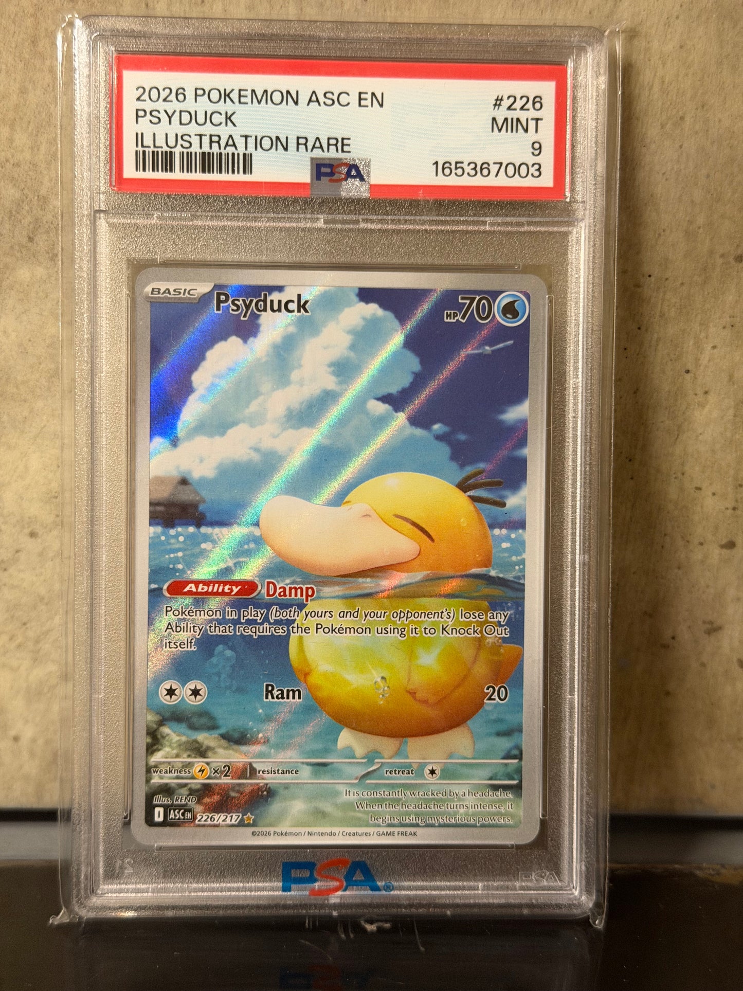 2026 POKEMON ASC EN PSYDUCK ILLUSTRATION RARE #226 MINT 9 PSA