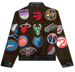 NBA COLLAGE WOOL & LEATHER JACKET Olive