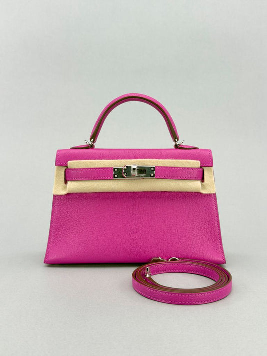 Hermes Mini Kelly 20 Chevre Magnolia Palladium Hardware
