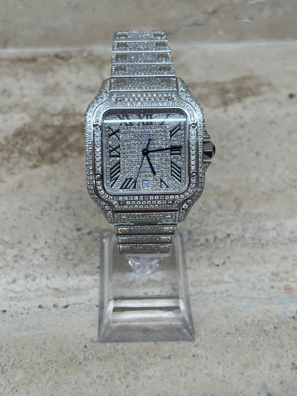 Cartier Santos Full Ice White Talla L 2026 con caja y papeles