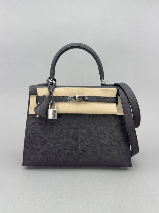 Hermes Kelly 25 Epsom Black Palladium Hardware
