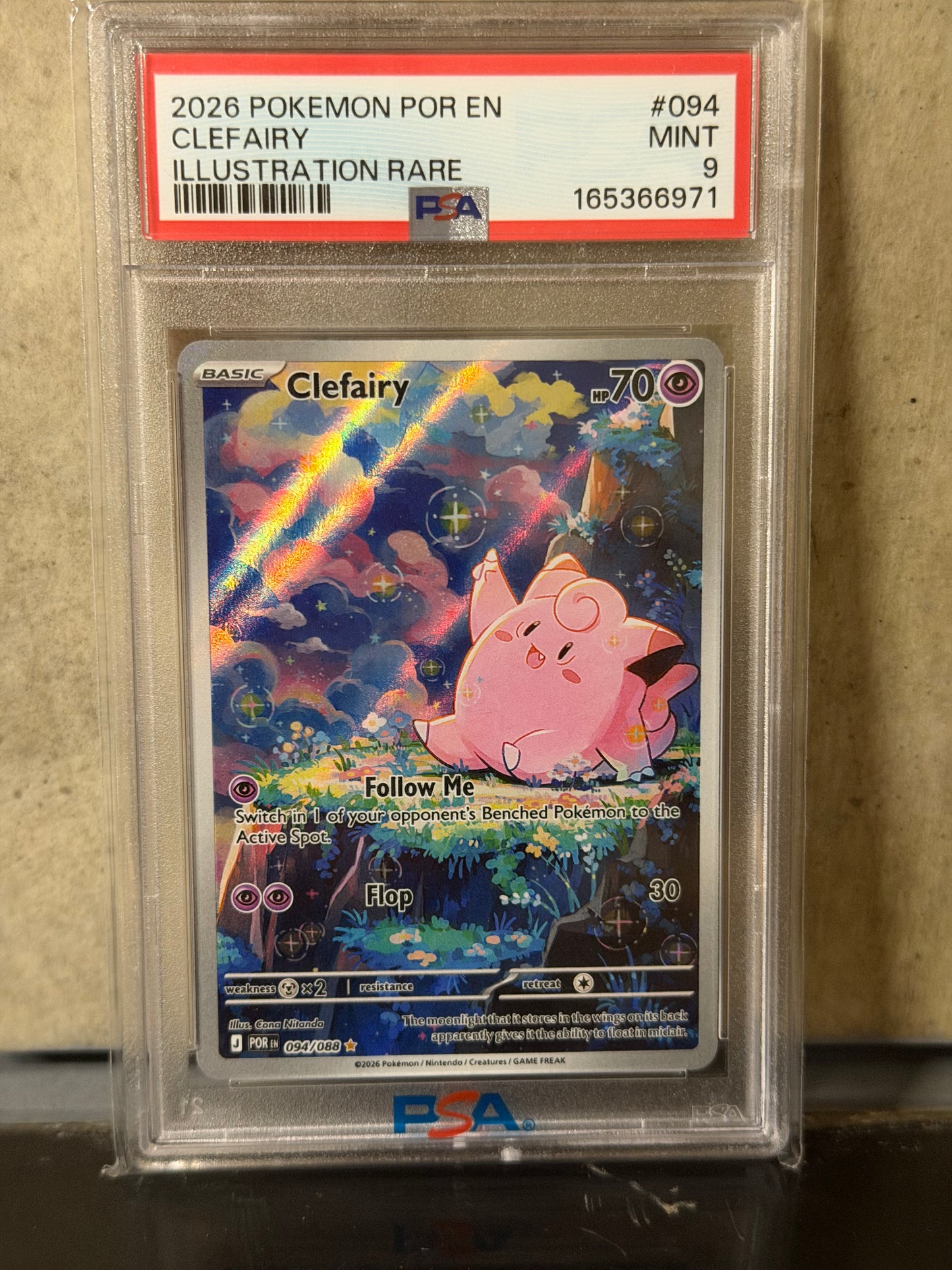 2026 POKEMON POR EN CLEFAIRY ILLUSTRATION RARE #094 MINT 9 PSA