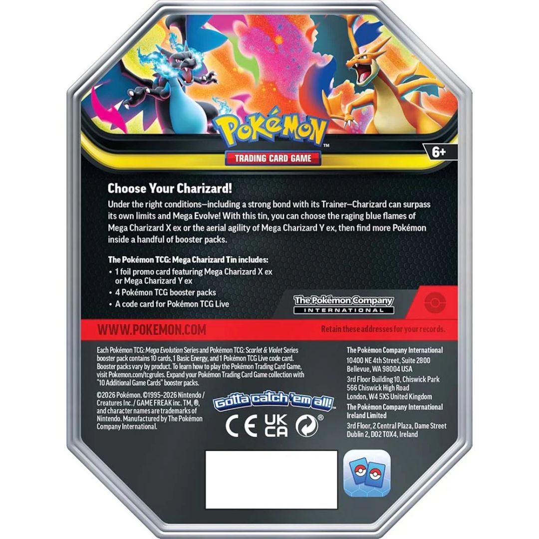 Pokémon TCG: Mega Charizard X Ex Tin Lata