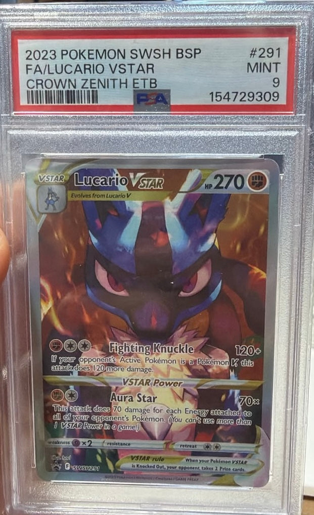 CARTA POKEMON FA/Lucario VSTAR CROWN ZENITH ETB #291 MINT 9