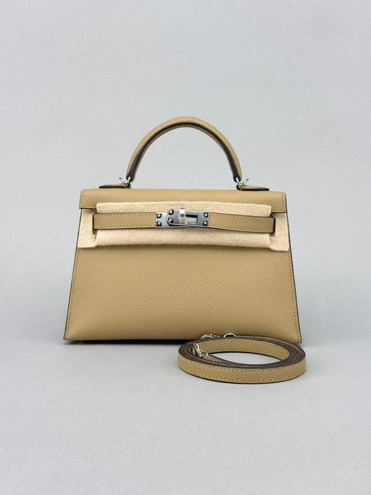 Hermes Mini Kelly 20 Epsom Poussiere Palladium Hardware
