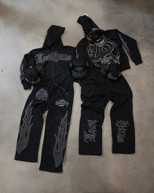 CONJUNTO DANDY HATS x LOST HILLS "BURNING HILLS" (HOODIE Y  PANTS) (PREVENTA)