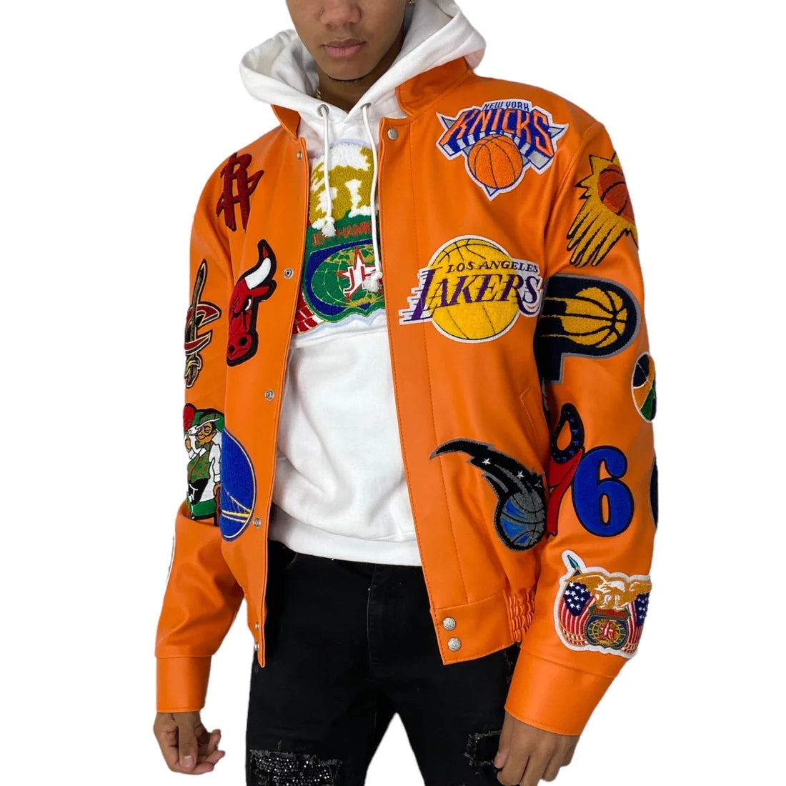 NBA Collage faux-leather jacket