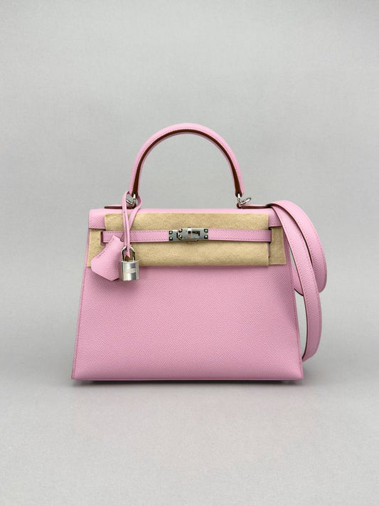 Hermes Kelly 25 Epsom Mauve Sylvestre Palladium Hardware
