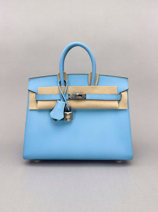 Hermes Birkin 25 Epsom Blue Celeste Palladium Hardware