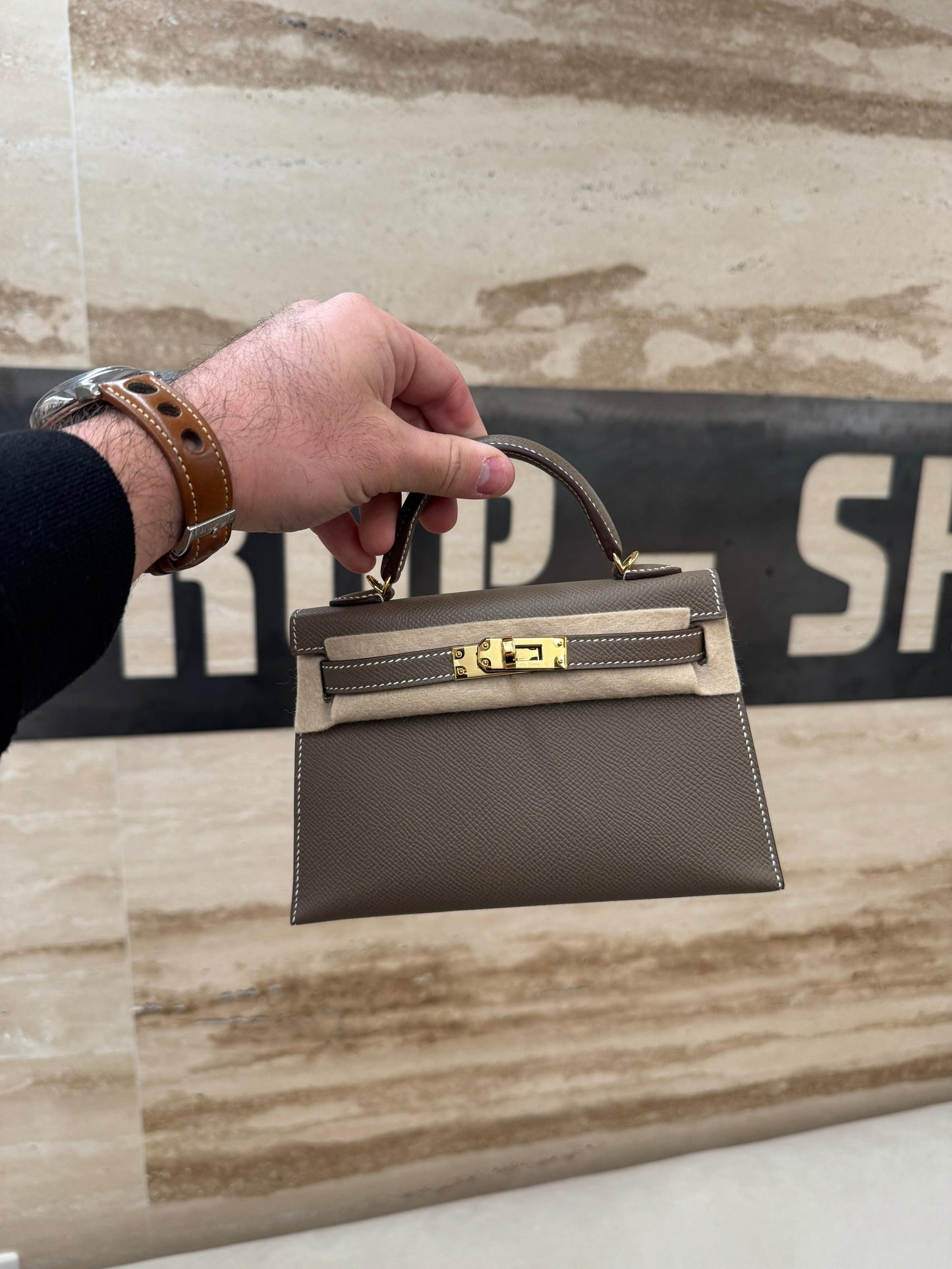 Hermes mini Kelly Epsom Toupe