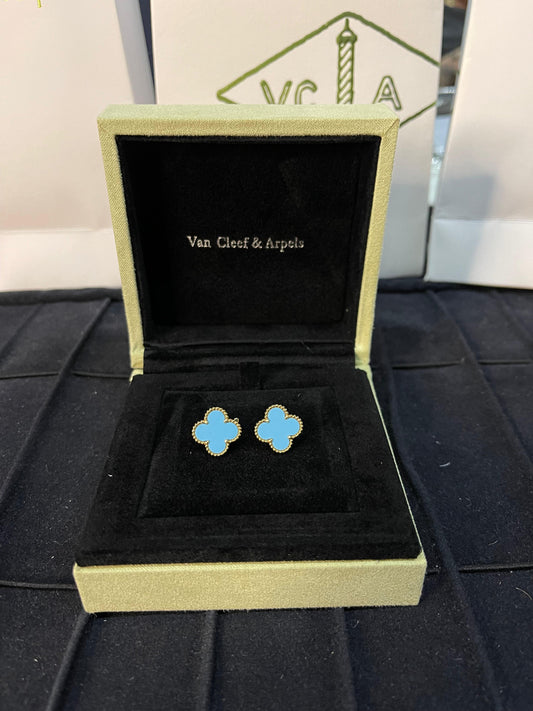 Earring Tipo Van Cleef & Arpels Vintage Alhambra Turquoise