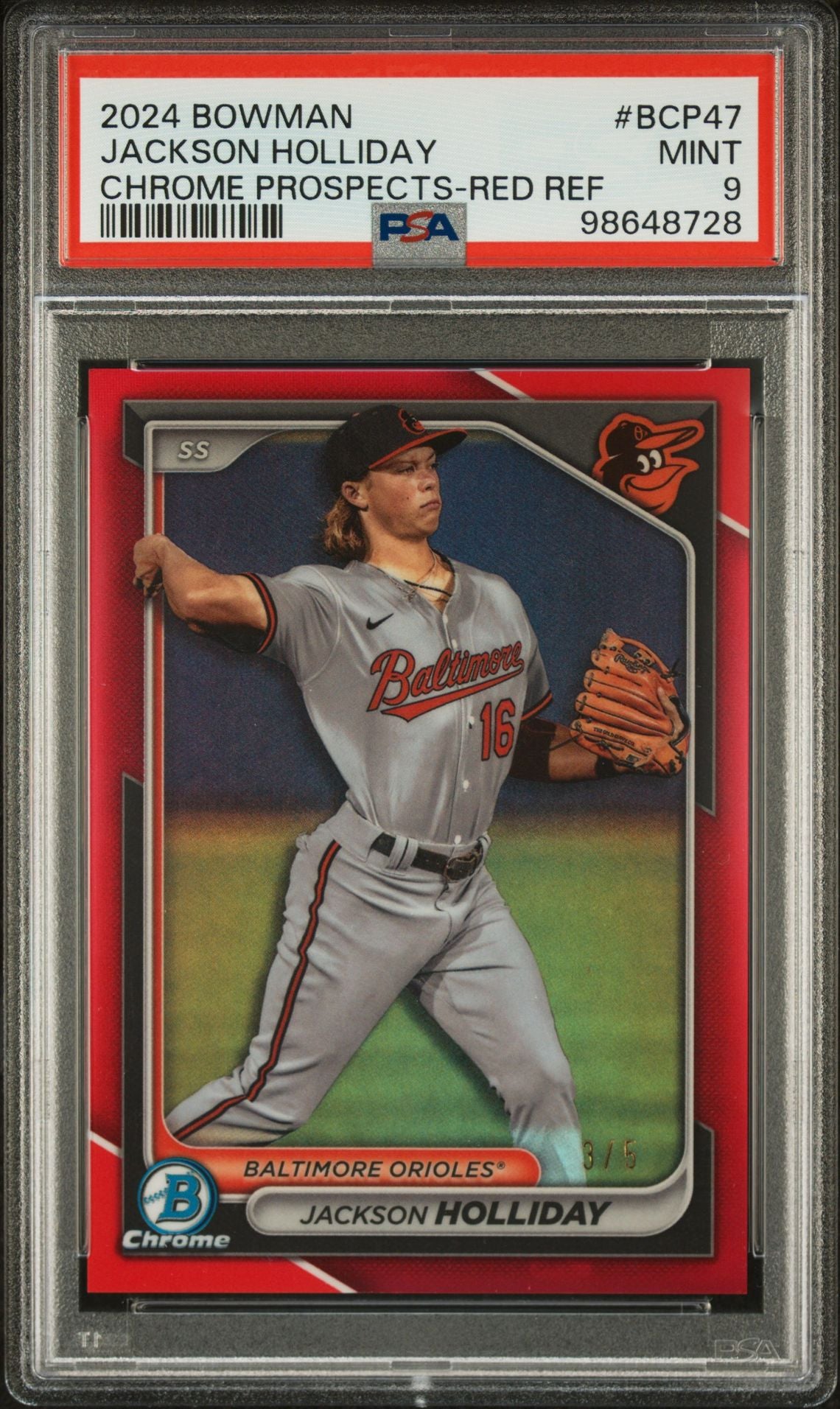Jackson Holliday Red Refractor - PSA 9 Graded Rookie Card