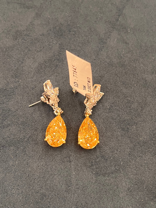 Aretes diamantes amarillos oro 14k
