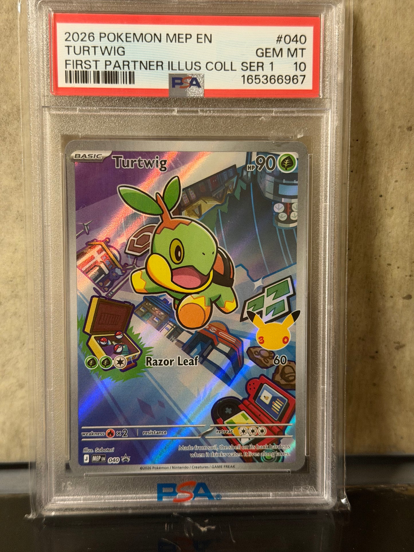 2026 POKEMON MEP EN TURTWIG FIRST PARTNER ILLUS COL SER 1 #040 GEM MT 10 PSA
