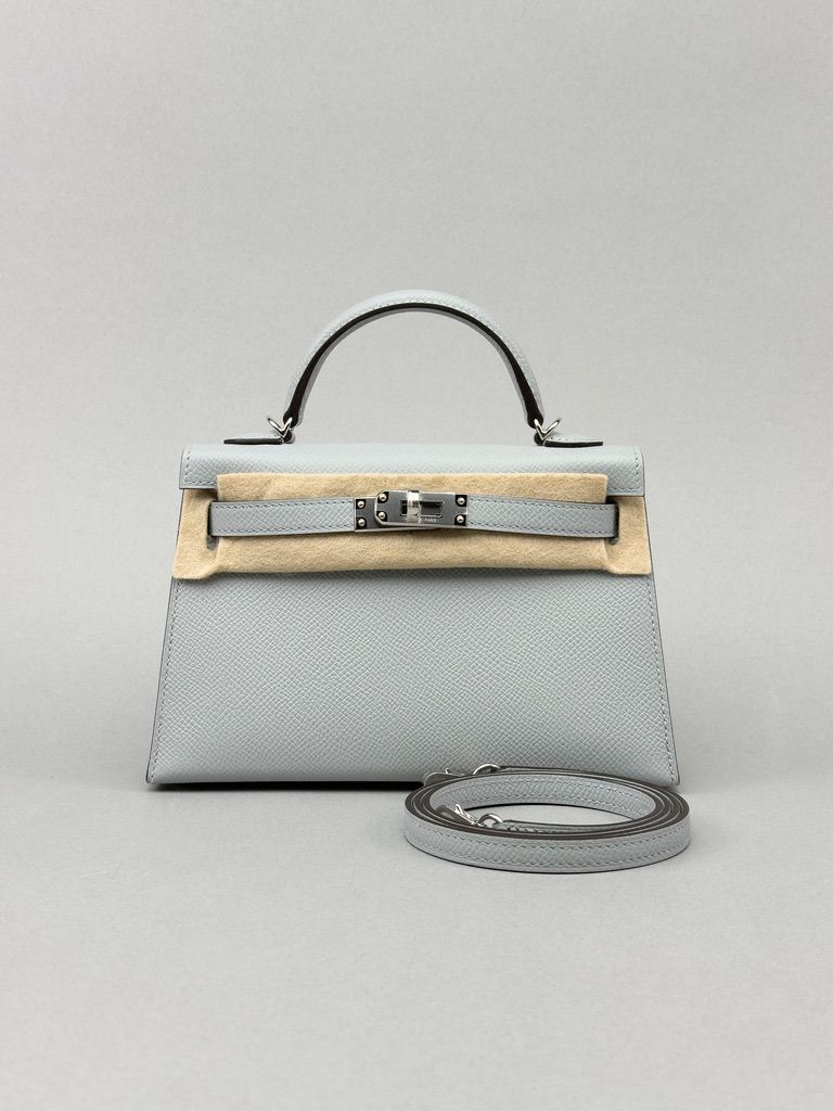Hermes Mini Kelly 20 Epsom Blue Glacier Palladium Hardware
