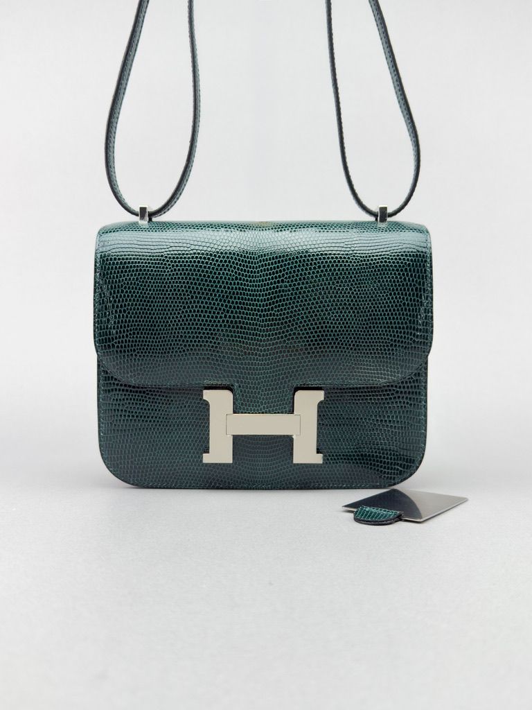 Hermes Mini Constance 18 Lizard Vert Cypres Palladium Hardware