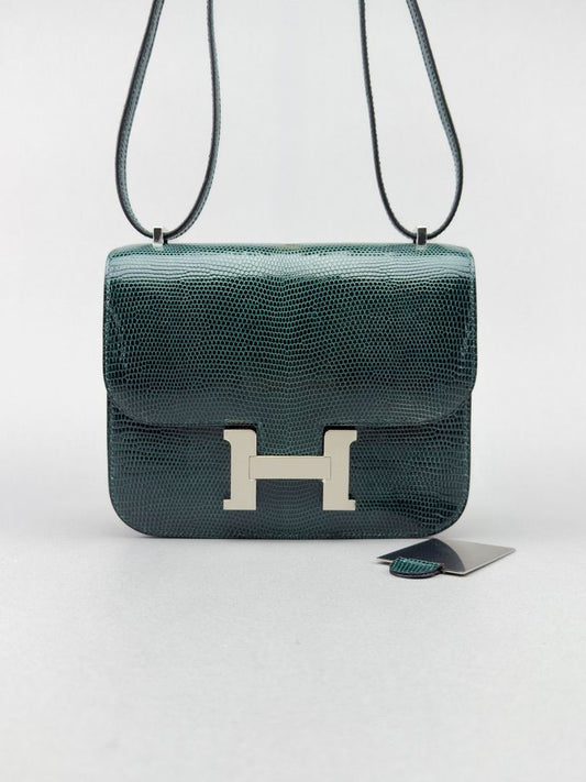 Hermes Mini Constance 18 Lizard Vert Cypres Palladium Hardware