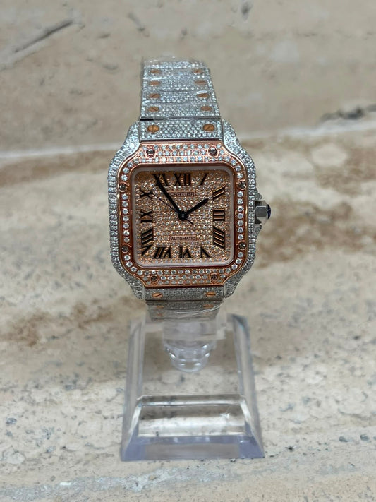 Cartier Santos Full Ice Rose Gold Talla M 2026 con caja y papeles