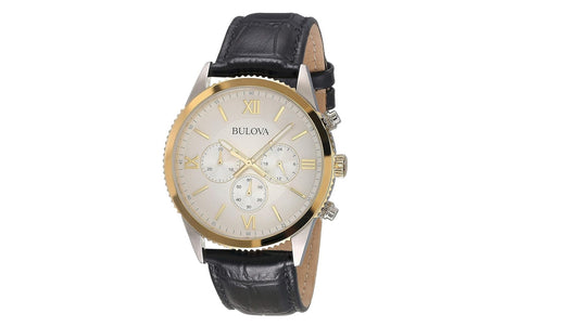 Bulova Men's Classic Two Tone Stainless Steel Chronograph Leather Watch - 98A218