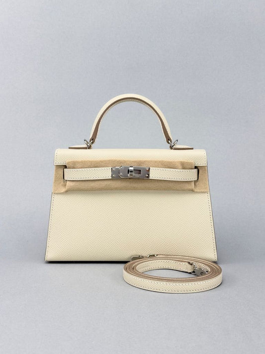 Hermes Mini Kelly 20 HSS Epsom Craie Inside Black Palladium Hardware