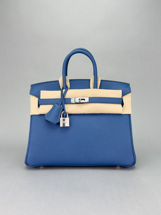 Hermes Birkin 25 Togo Blue Tie Palladium Hardware