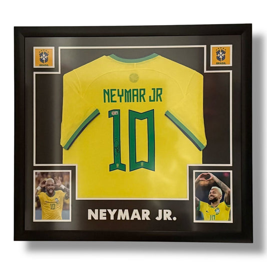 Jersey de Brasil autografiado y enmarcado por Neymar Jr