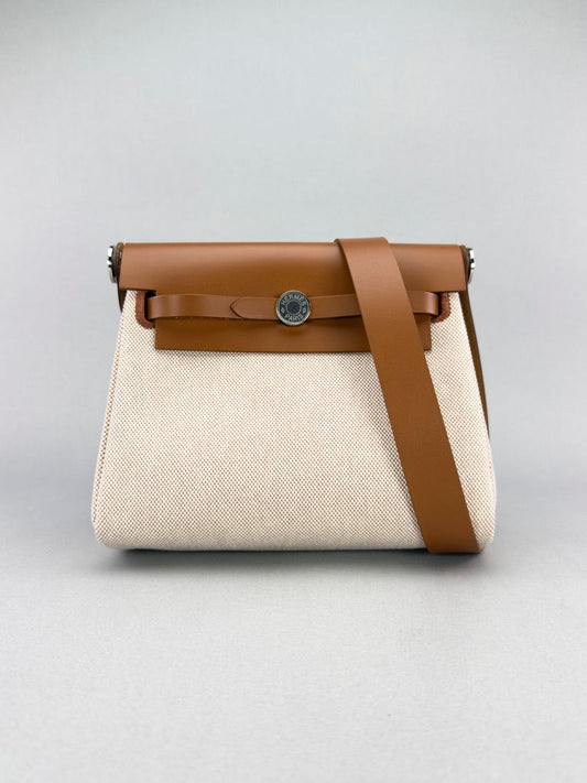 Hermes Mini Herbag Beige Palladium