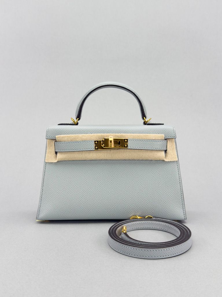 Hermes Mini Kelly 20 Epsom Blue Glacier Gold Hardware