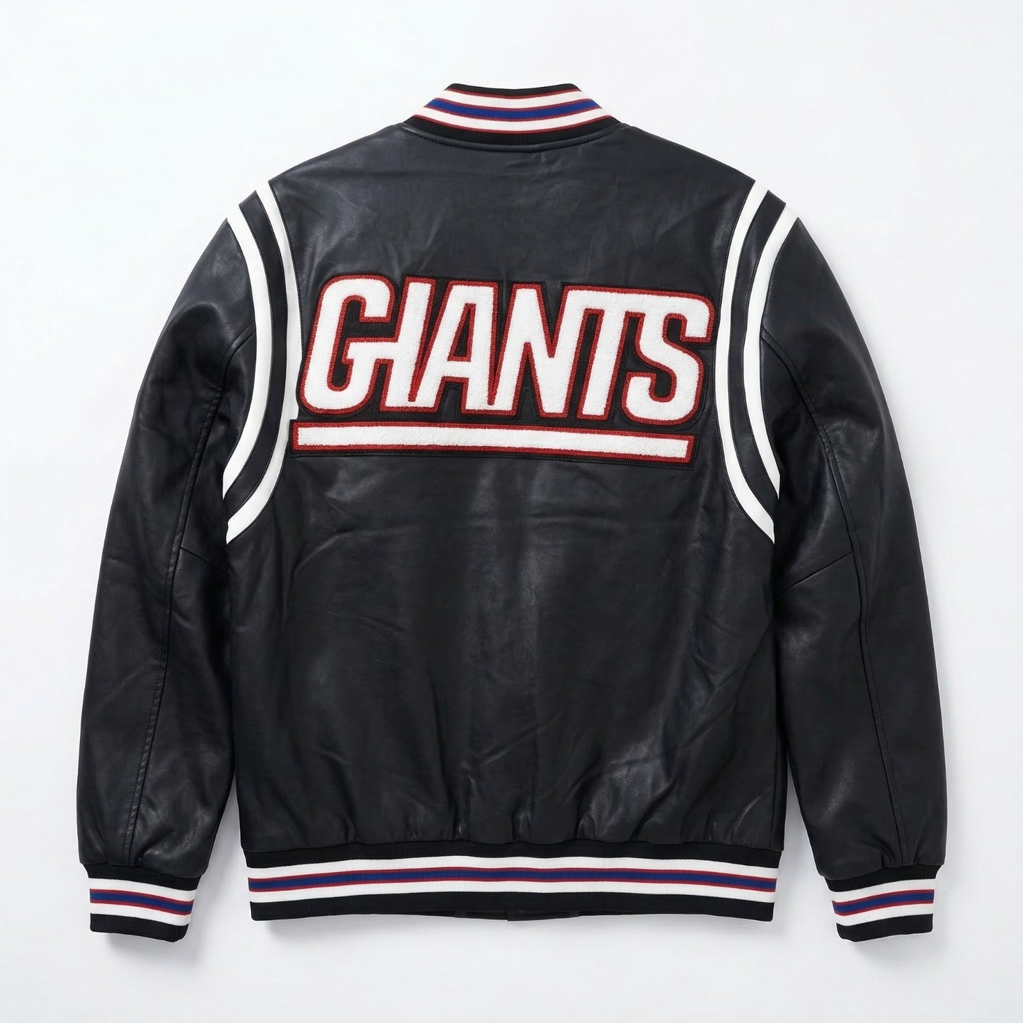 NY GIANTS VEGAN LEATHER JACKET Black / White