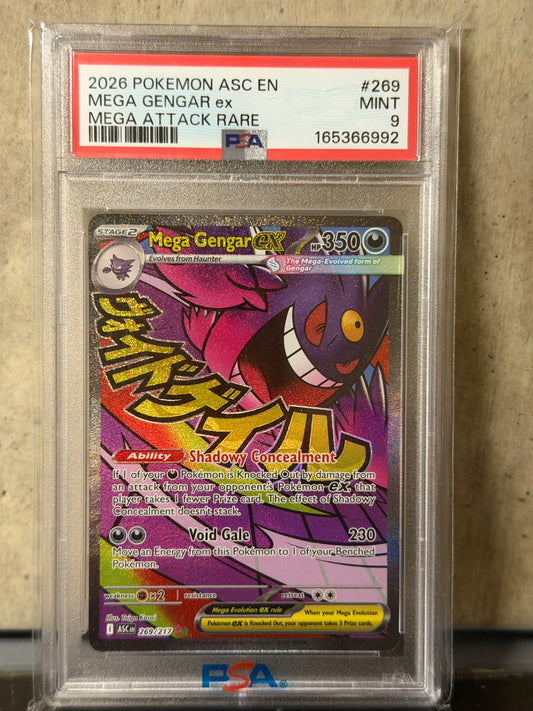 2026 POKEMON ASC EN MEGA GENGAR ex MEGA ATTACK RARE #269 MINT 9 PSA