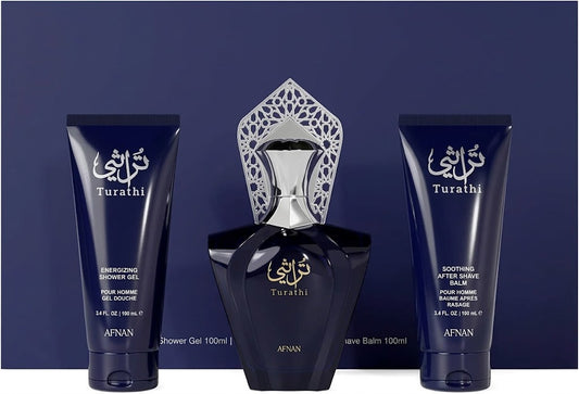 Set Afnan Turathi Blue 3 Pzs – EDP 90ML + Gel de Ducha 100ML + Bálsamo After Shave 100ML