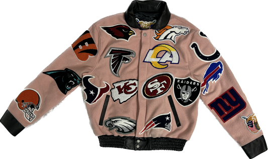 NFL COLLAGE WOOL & LEATHER JACKET Pink