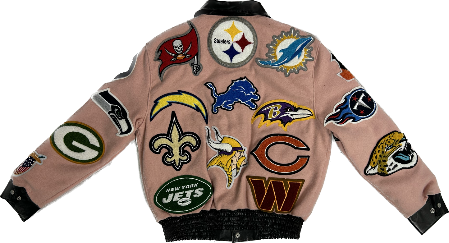 NFL COLLAGE WOOL & LEATHER JACKET Pink