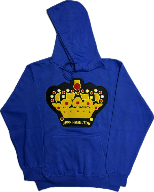 JEFF HAMITLON BLACK AND YELLOW CROWN PATCH BLUE HOODIE