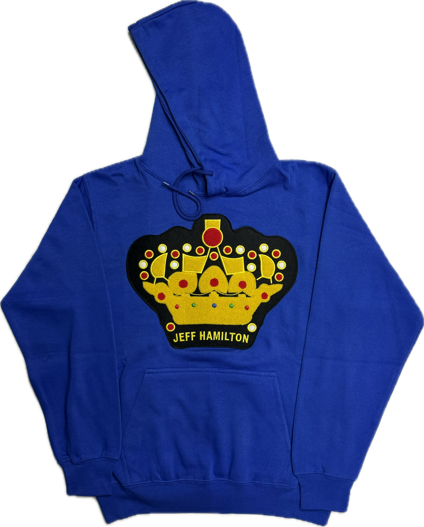 JEFF HAMITLON BLACK AND YELLOW CROWN PATCH BLUE HOODIE