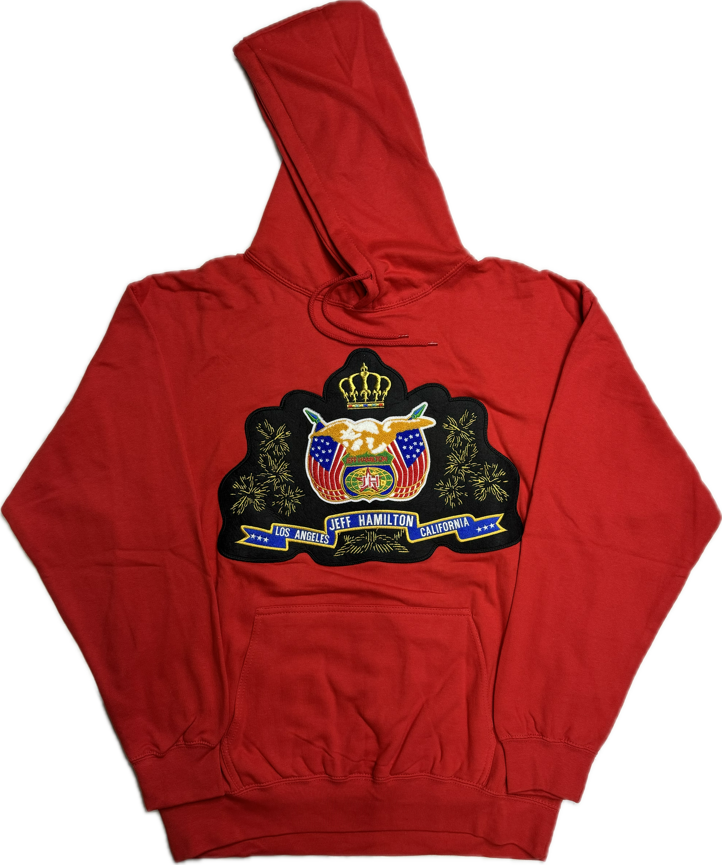 JEFF HAMILTON CLASSIC BLACK PATCH RED HOODIE