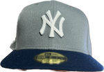 NEW YORK YANKEES 59FIFTY NEW ERA CAP GREY AND BLUE NAVY 1999 WORLD SERIE